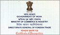 One Star Export House Certificate